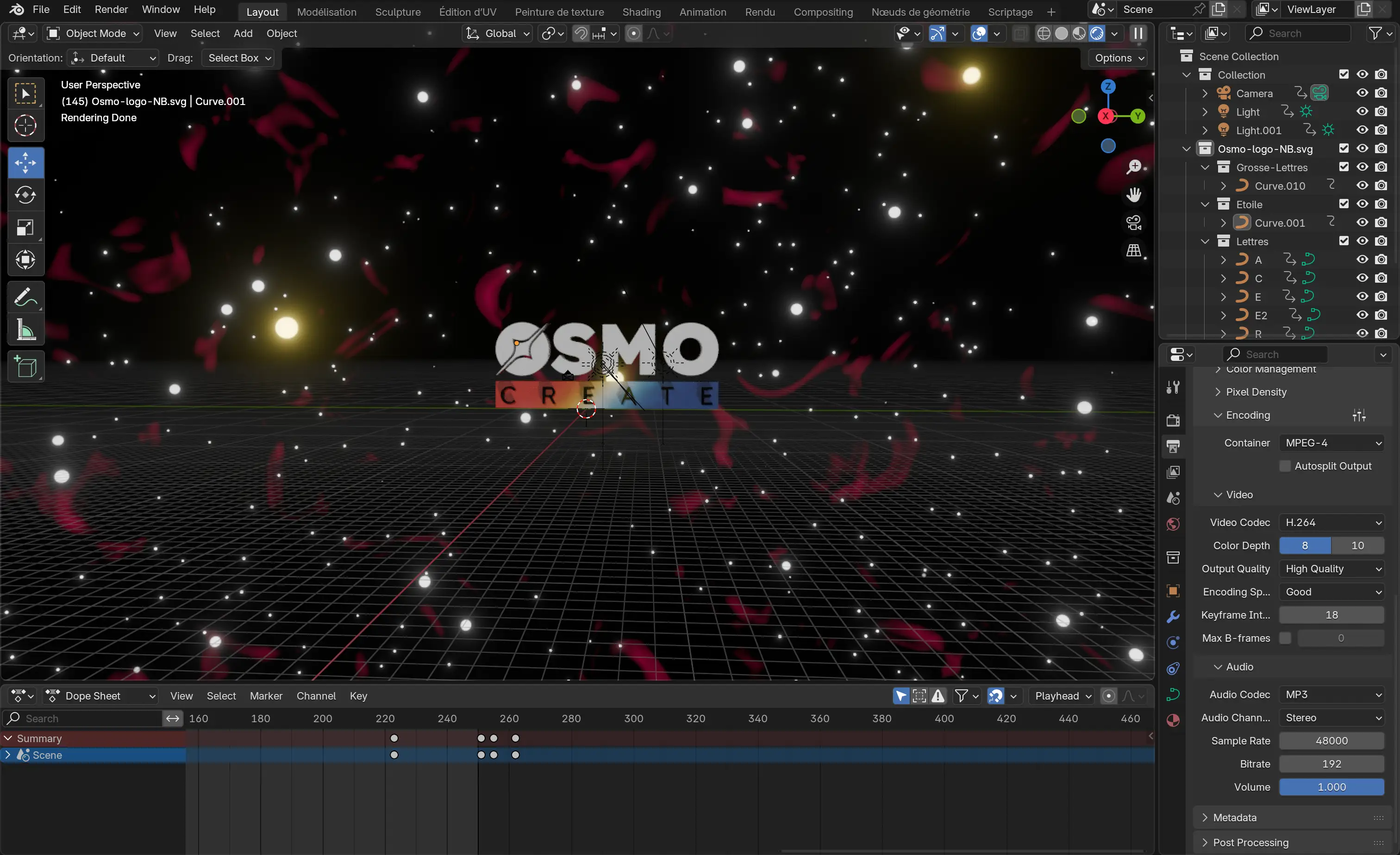 Animation 3D du logo Osmo Create